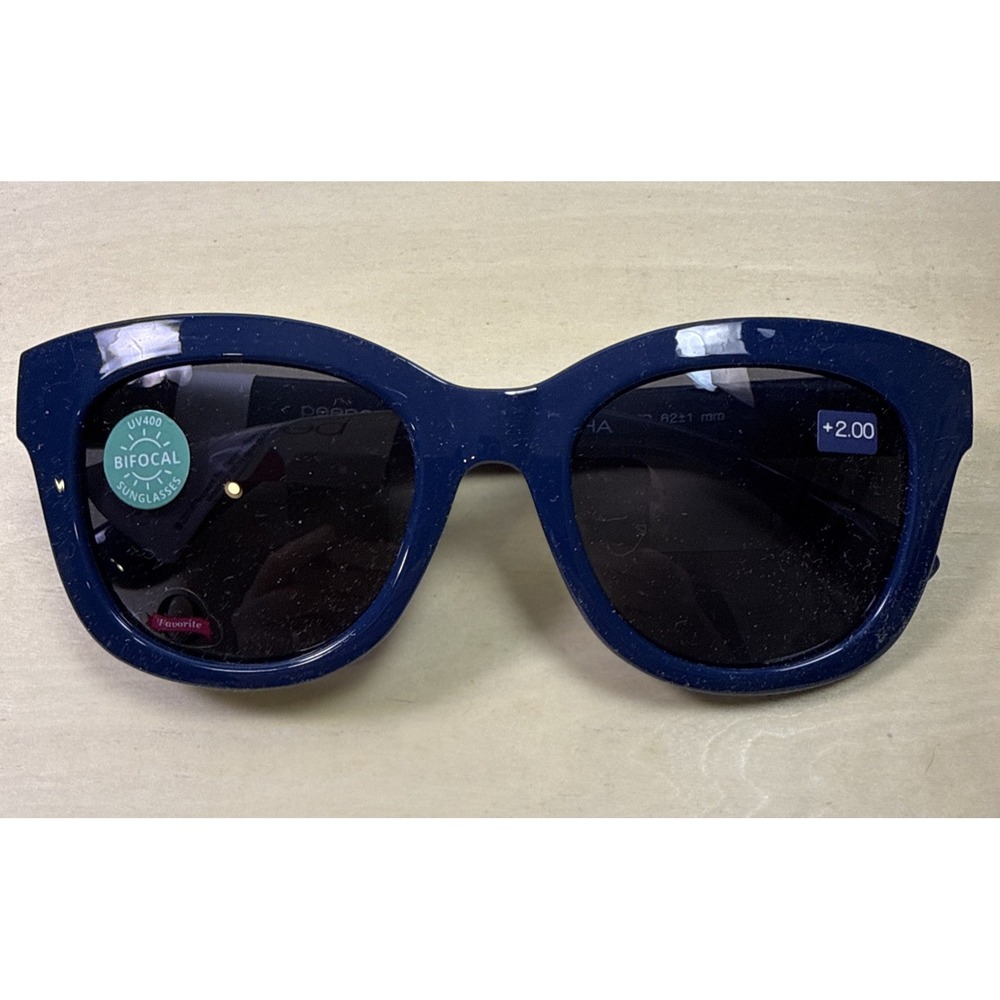 Peepers 2481B Center Stage Sunglasses +2.00 Bifocal Navy Blue NWT 50-20-146-45mm